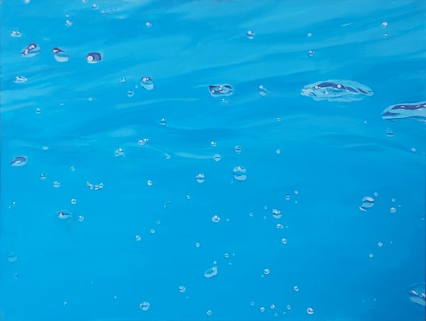 Studium błękitów. Malarska interpretacja wody - Bąbelki.